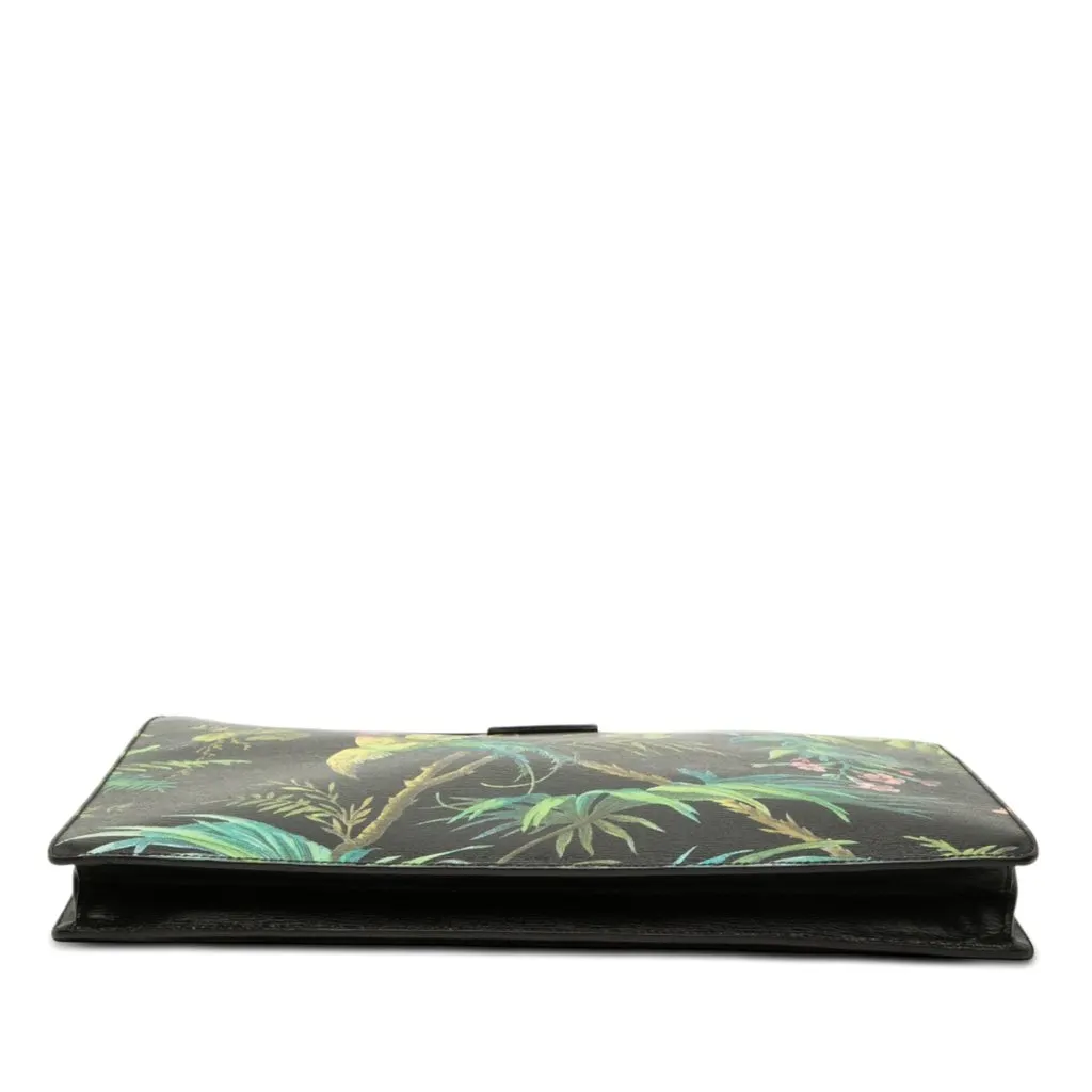 Gucci Calfskin Tropical Bird Print Crossbody Black Leather Very good - Inside View