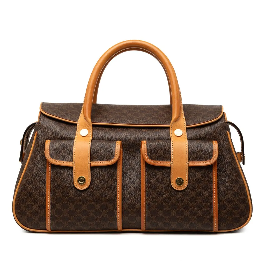 Celine Macadam Coated Canvas Handbag Brown Very good - Front View