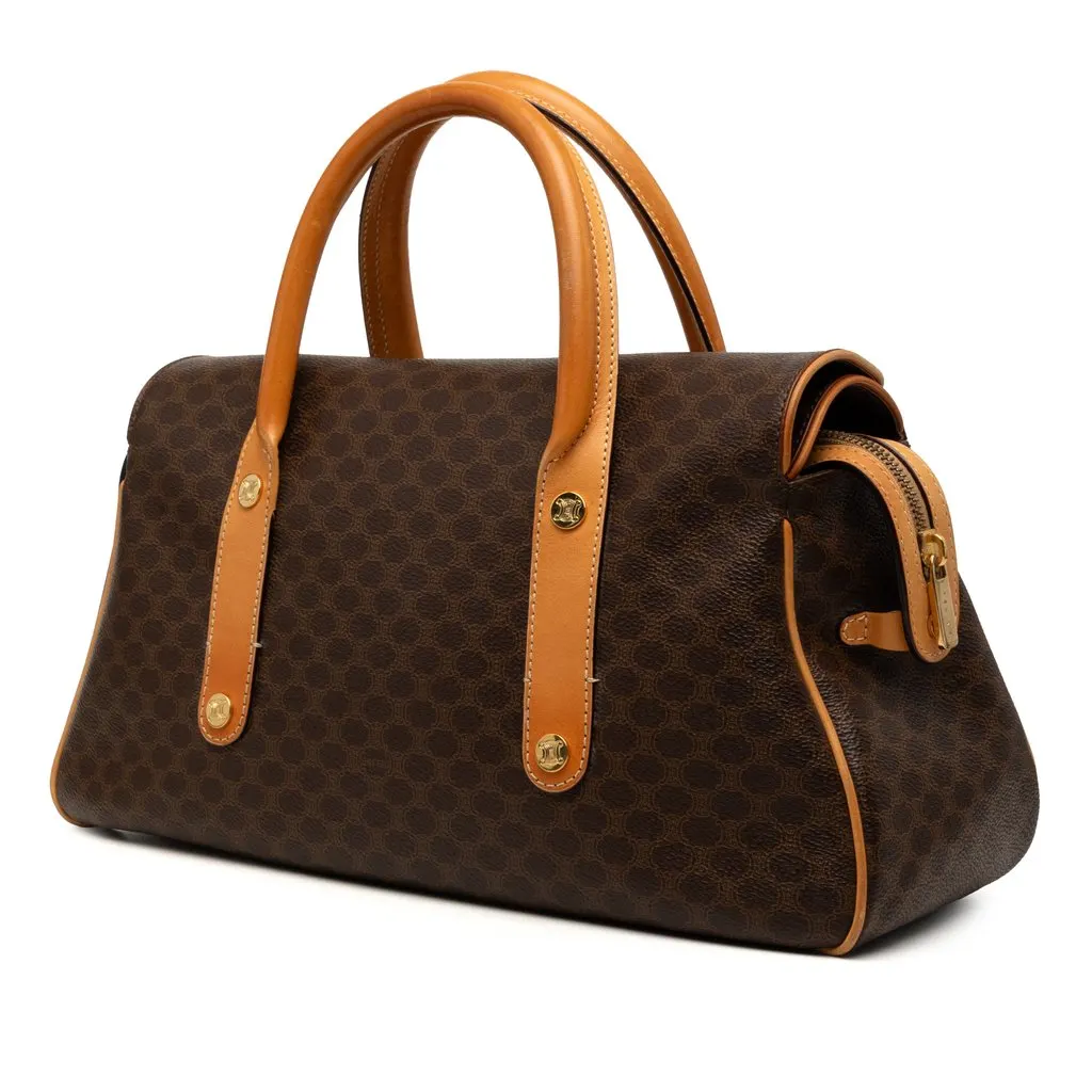Celine Macadam Coated Canvas Handbag Brown Very good - Back View
