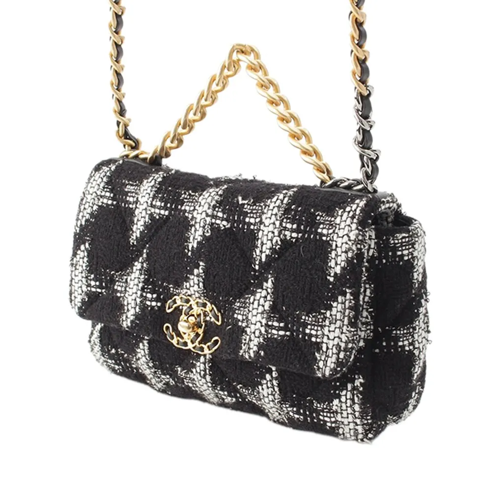 Chanel Medium Tweed 19 Flap Black Very good - Back View