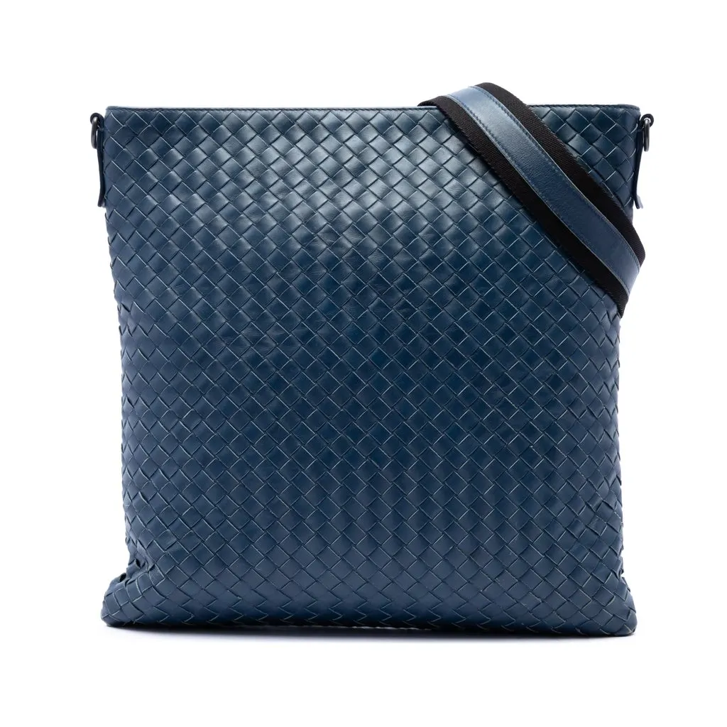 Bottega Veneta Nappa Intrecciato VN Crossbody Blue Leather Good - Front View