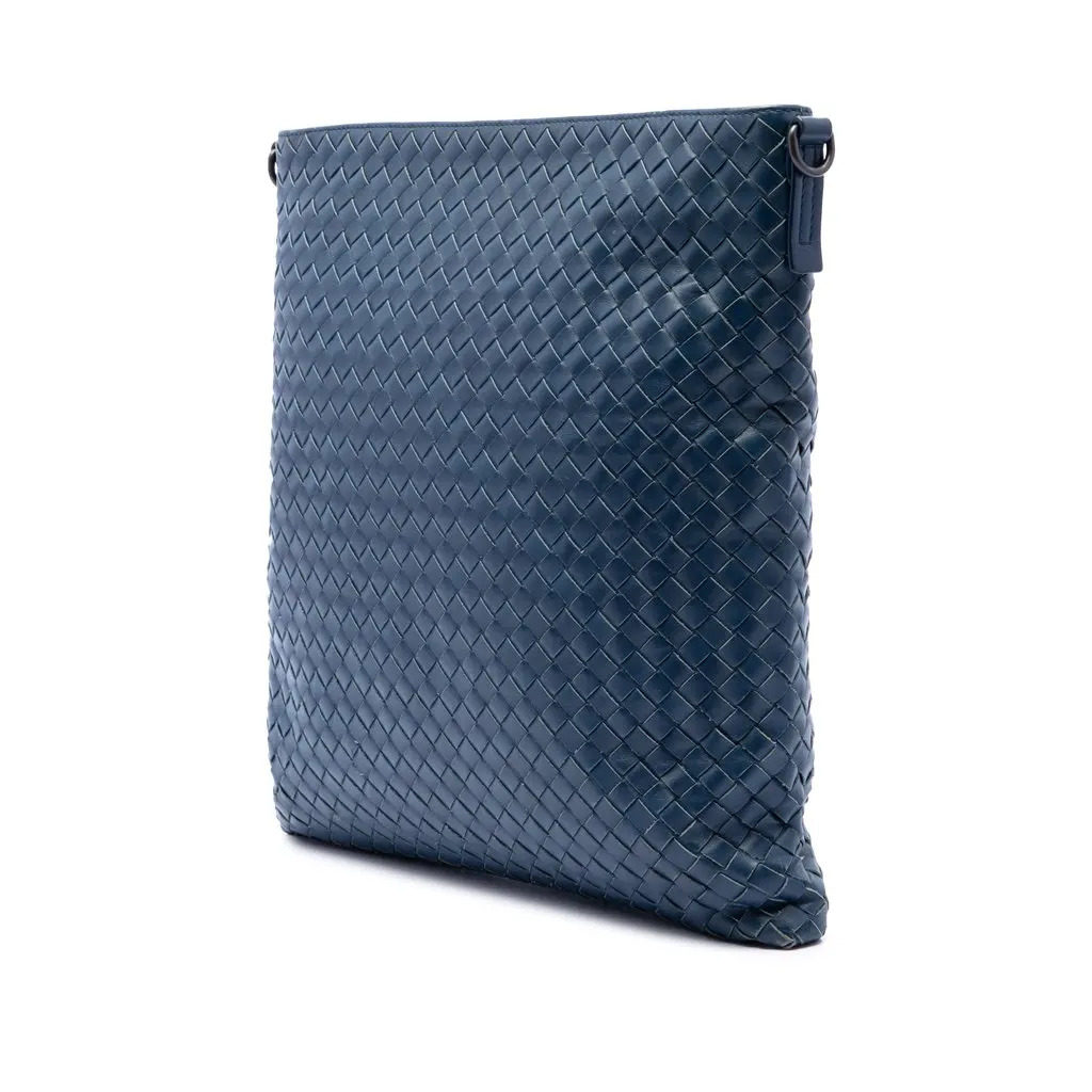 Bottega Veneta Nappa Intrecciato VN Crossbody Blue Leather Good - Back View