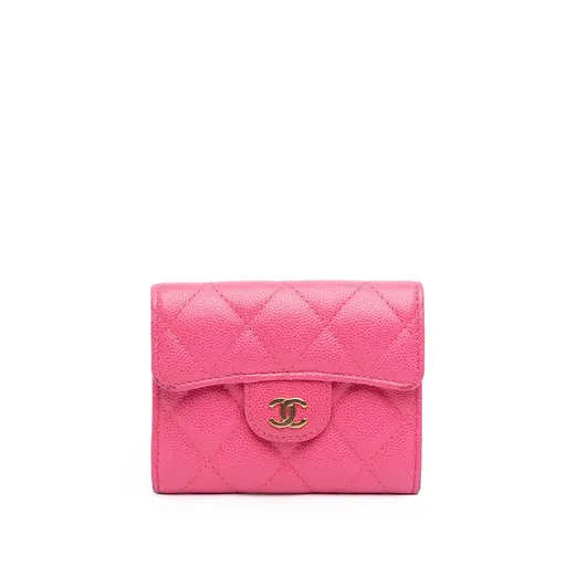 Chanel CC Quilted Caviar Compact Flap Wallet