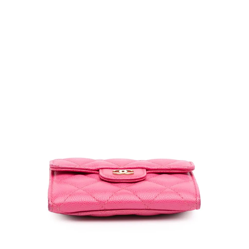 Chanel CC Quilted Caviar Compact Flap Wallet Pink Leather Very good - Inside View