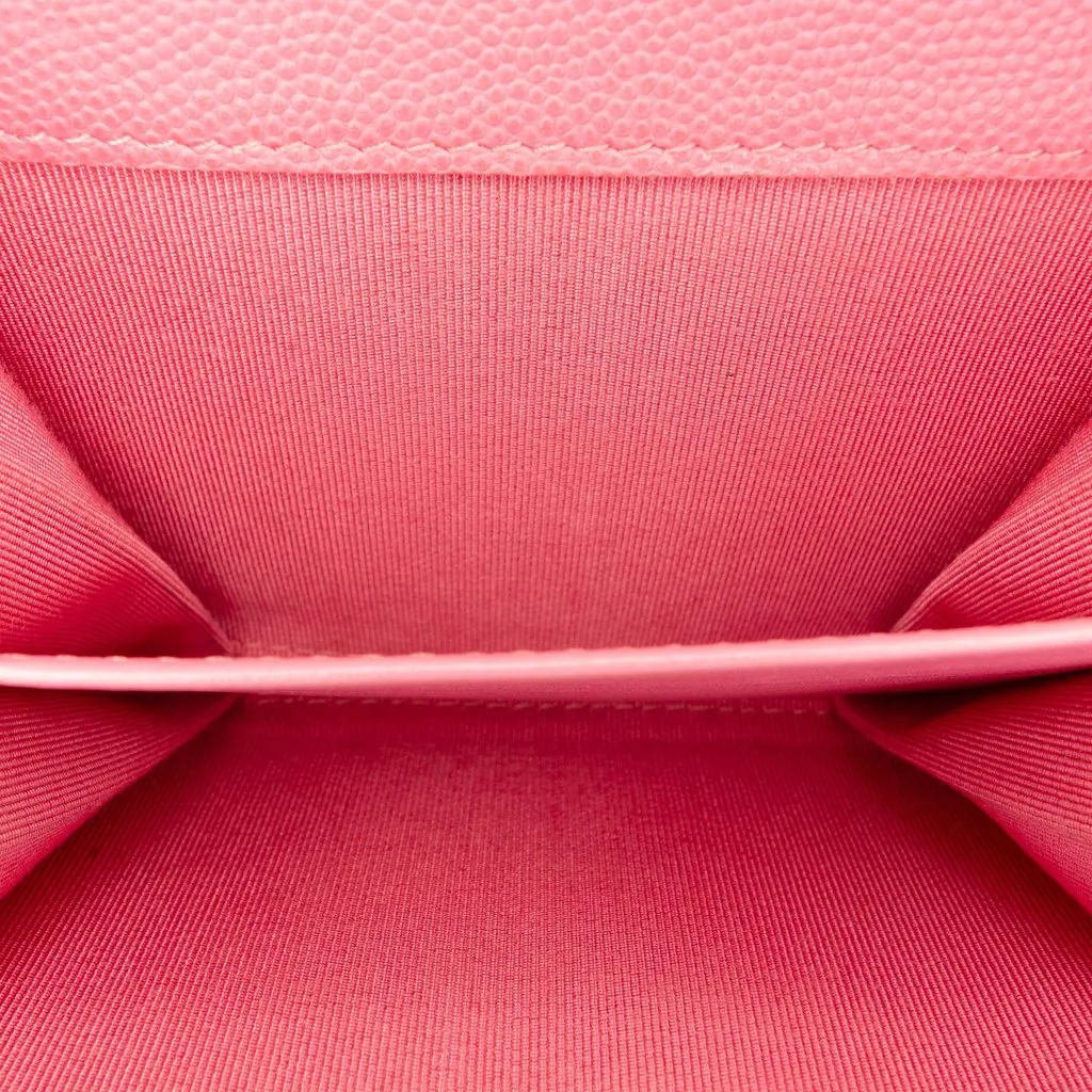 Chanel CC Quilted Caviar Compact Flap Wallet Pink Leather Very good - Model View