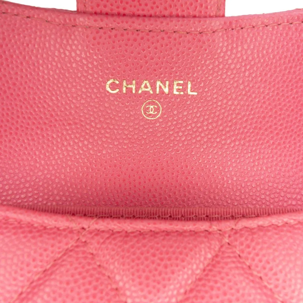 Chanel CC Quilted Caviar Compact Flap Wallet Pink Leather Very good - Box View