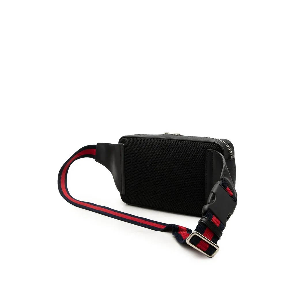 Gucci GG Supreme Web Belt Bag Black Canvas Good - Back View