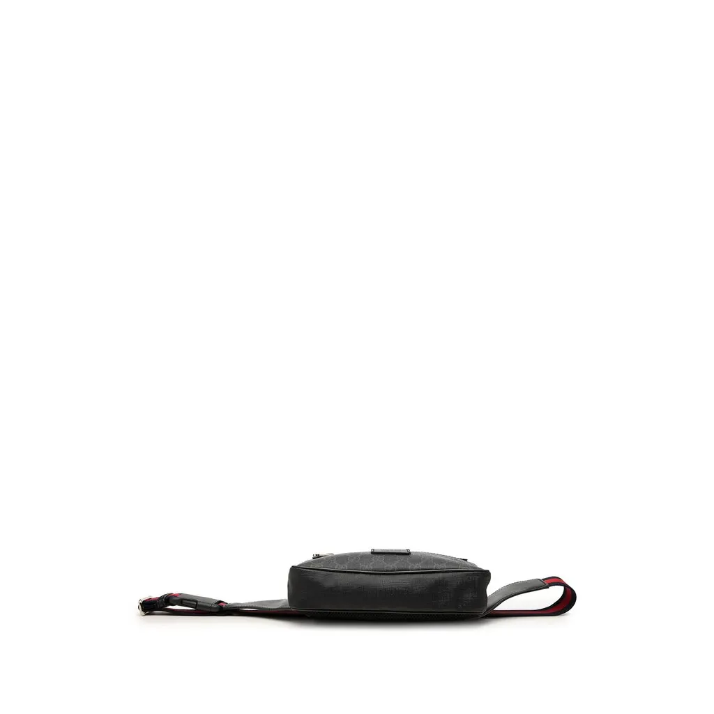 Gucci GG Supreme Web Belt Bag Black Canvas Good - Inside View