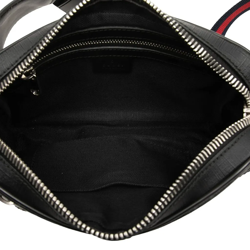 Gucci GG Supreme Web Belt Bag Black Canvas Good - Model View