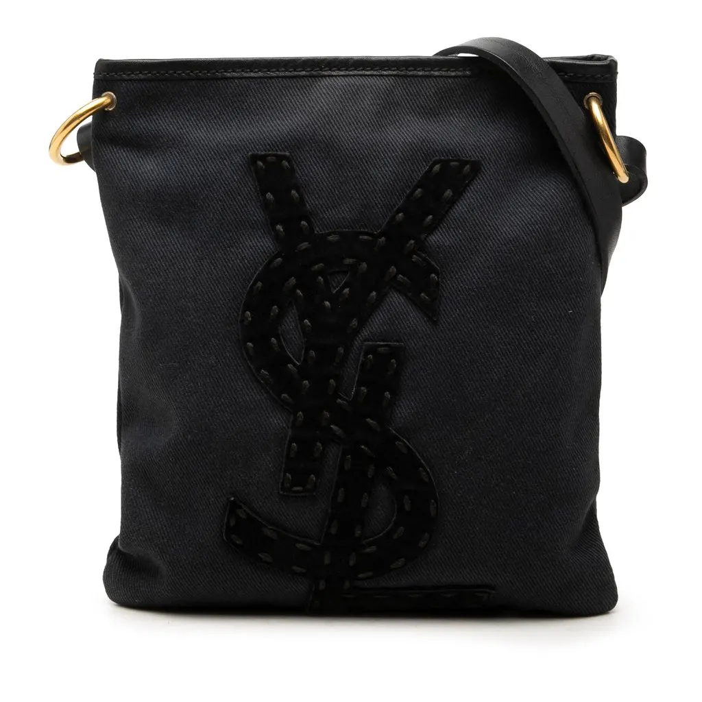Saint Laurent Denim Monogram Kahala Crossbody Black Denim Very good - Front View