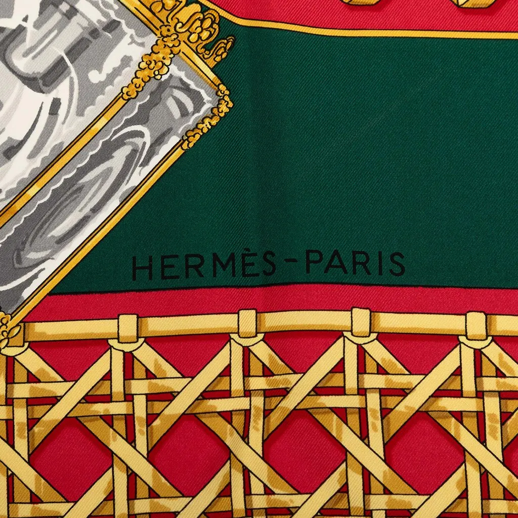 Hermès Feux de Route Silk Scarf 90 Green Very good - Inside View