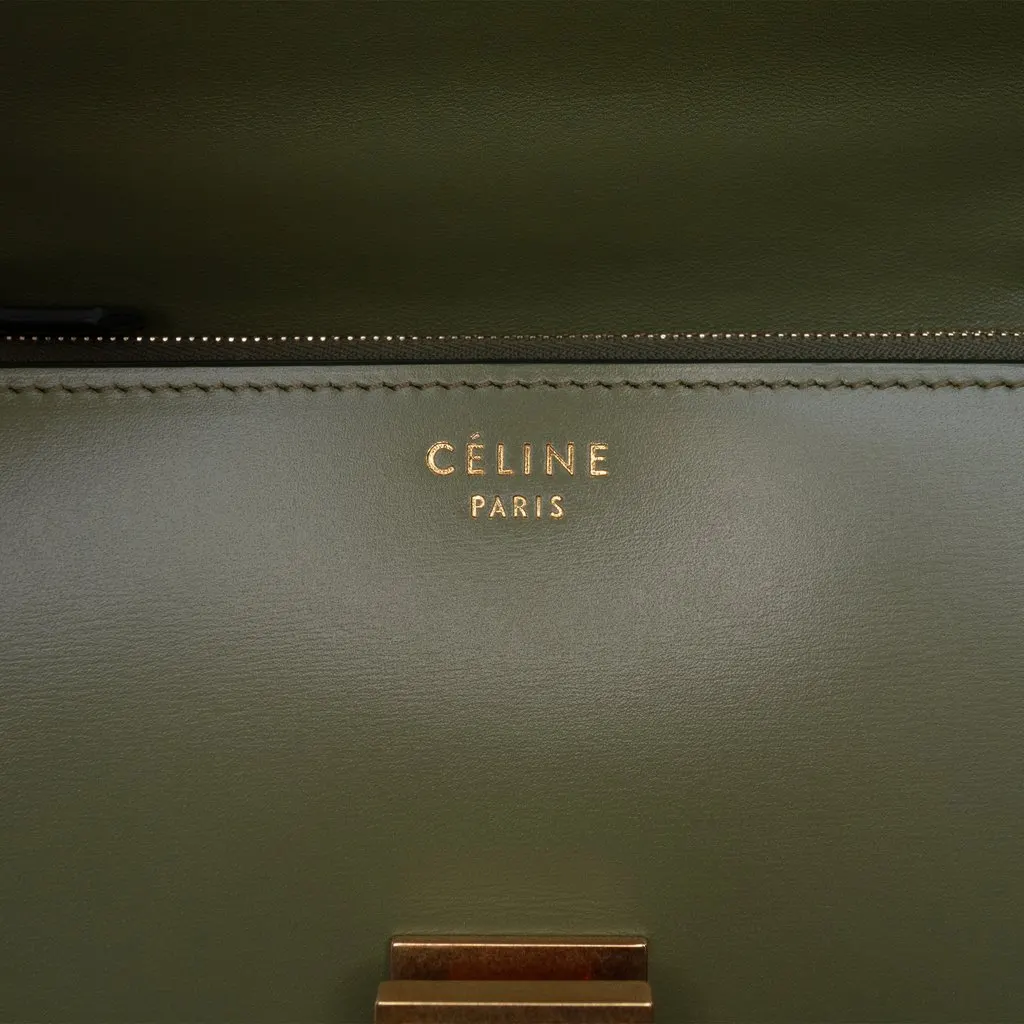 Celine Medium Calfskin Classic Box Green Leather Very good - Box View