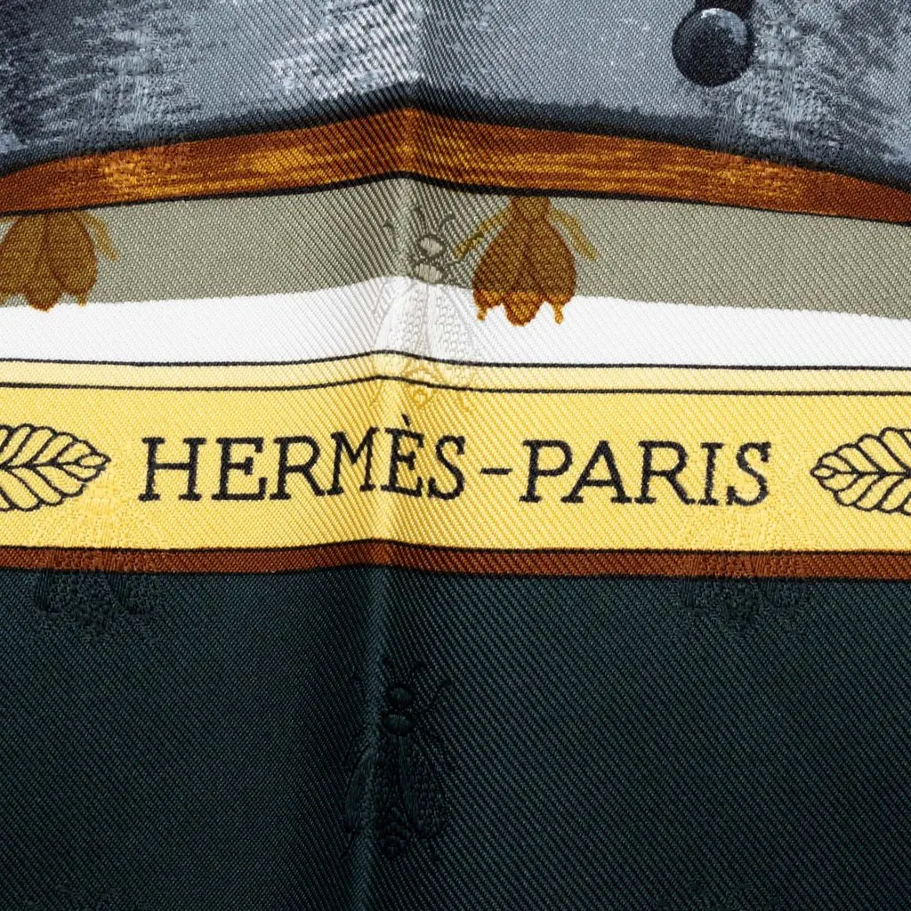 Hermès Napoleon Silk Scarf 90 White Silk Very good - Back View