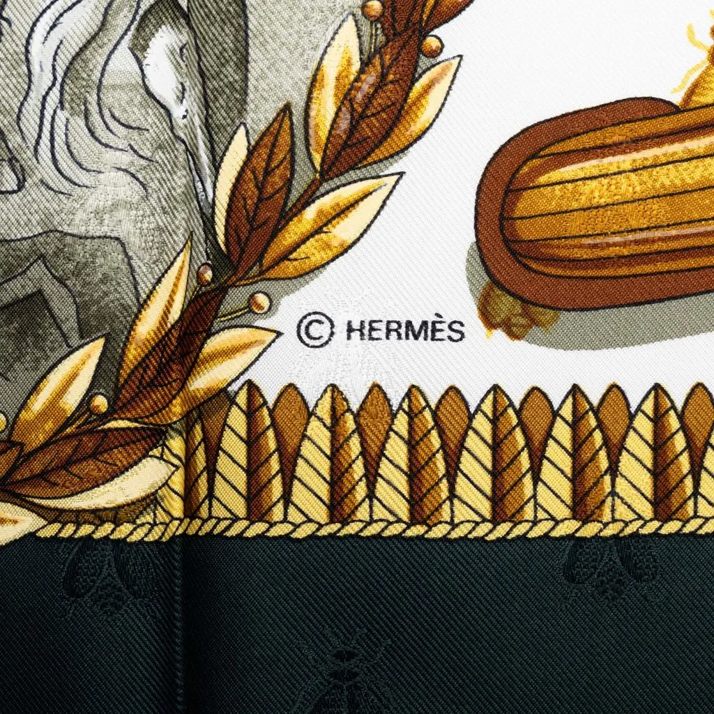 Hermès Napoleon Silk Scarf 90 White Silk Very good - Model View