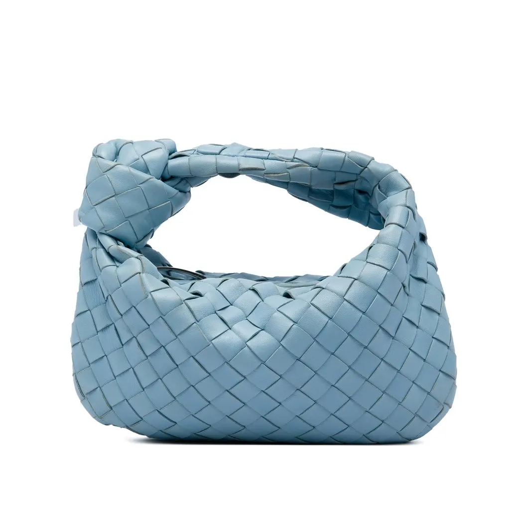 Bottega Veneta Mini Nappa Intrecciato Jodie Blue Leather Very good - Front View