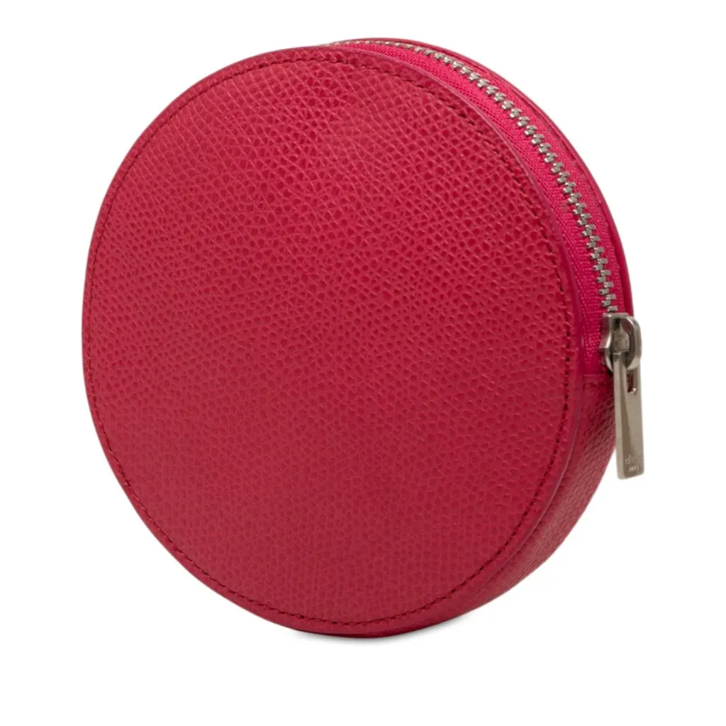 Celine Grained Calfskin Round Zip Coin Pouch Pink Leather Very good - Back View