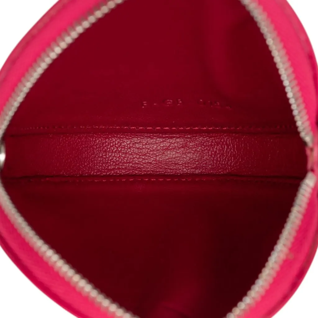 Celine Grained Calfskin Round Zip Coin Pouch Pink Leather Very good - Model View