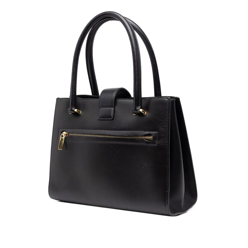 Salvatore Ferragamo Leather Gancini Juliette Lock Story Handbag Black Leather Very good - Back View