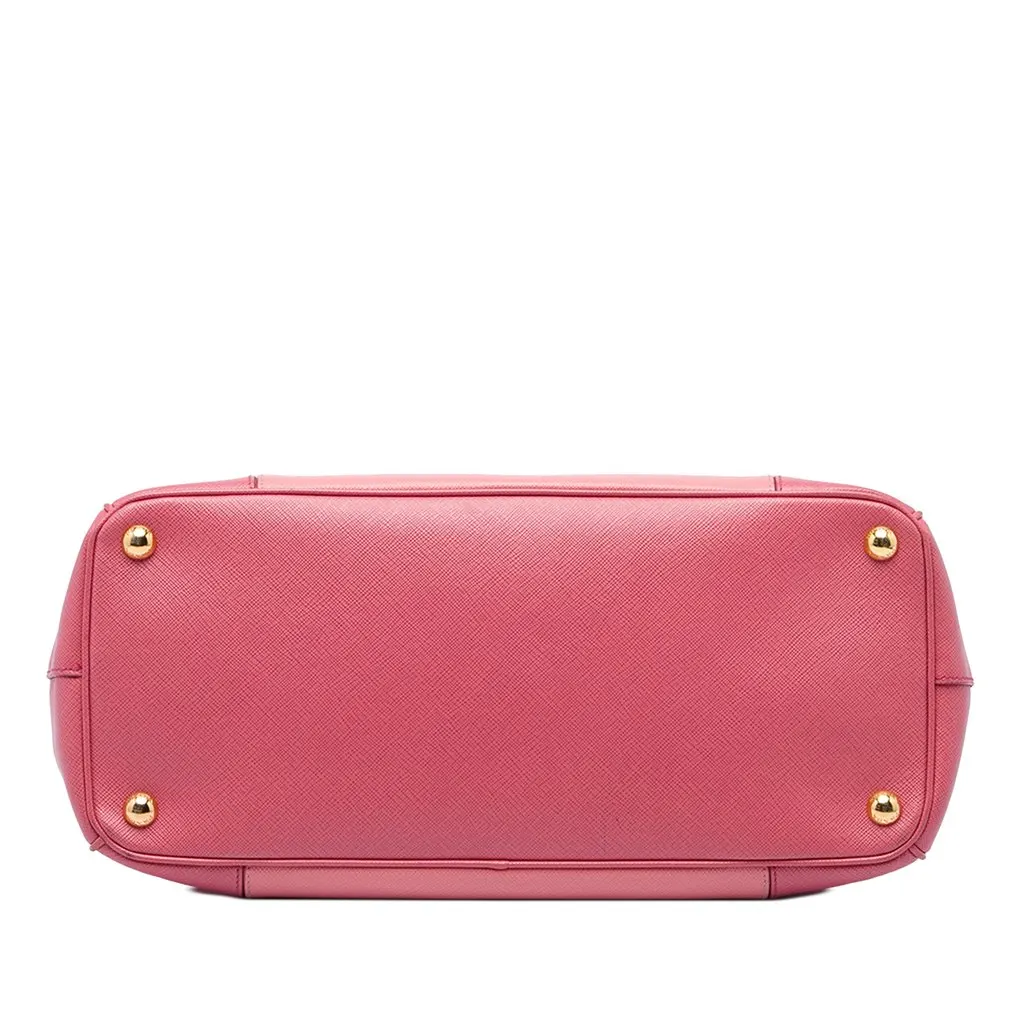 Prada Medium Bicolor Saffiano Lux Galleria Double Zip Satchel Pink Leather Good - Inside View