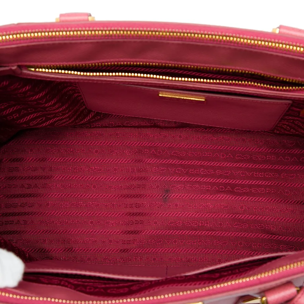 Prada Medium Bicolor Saffiano Lux Galleria Double Zip Satchel Pink Leather Good - Model View