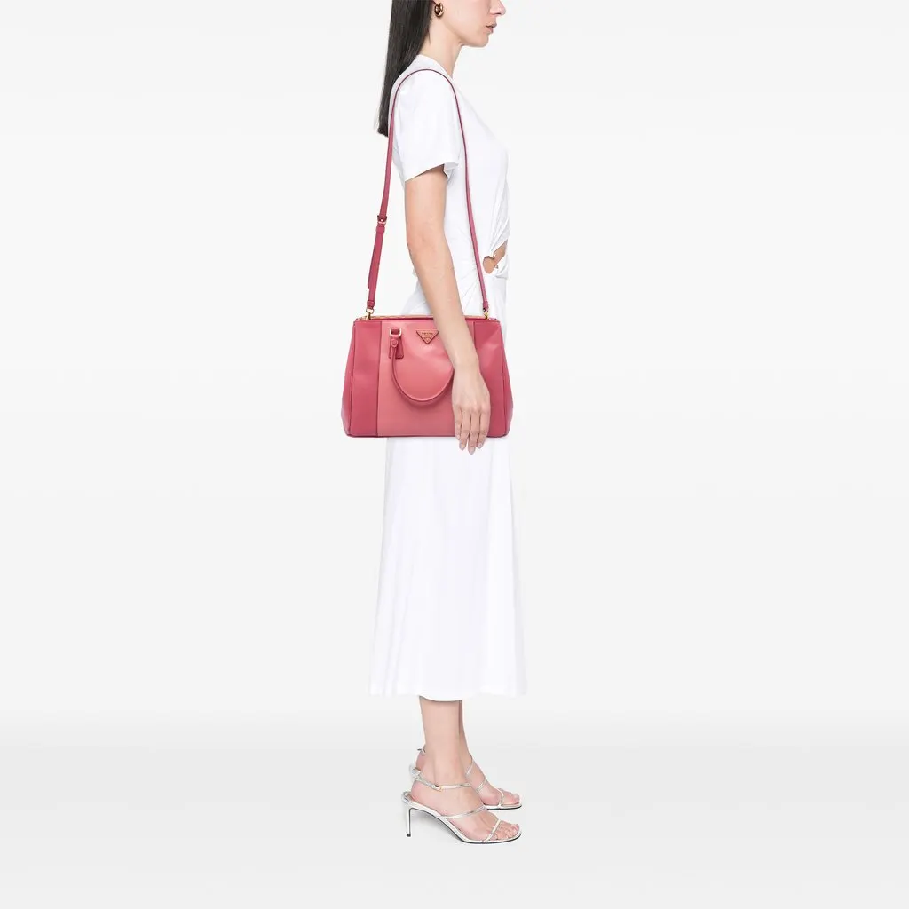 Prada Medium Bicolor Saffiano Lux Galleria Double Zip Satchel Pink Leather Good - Box View
