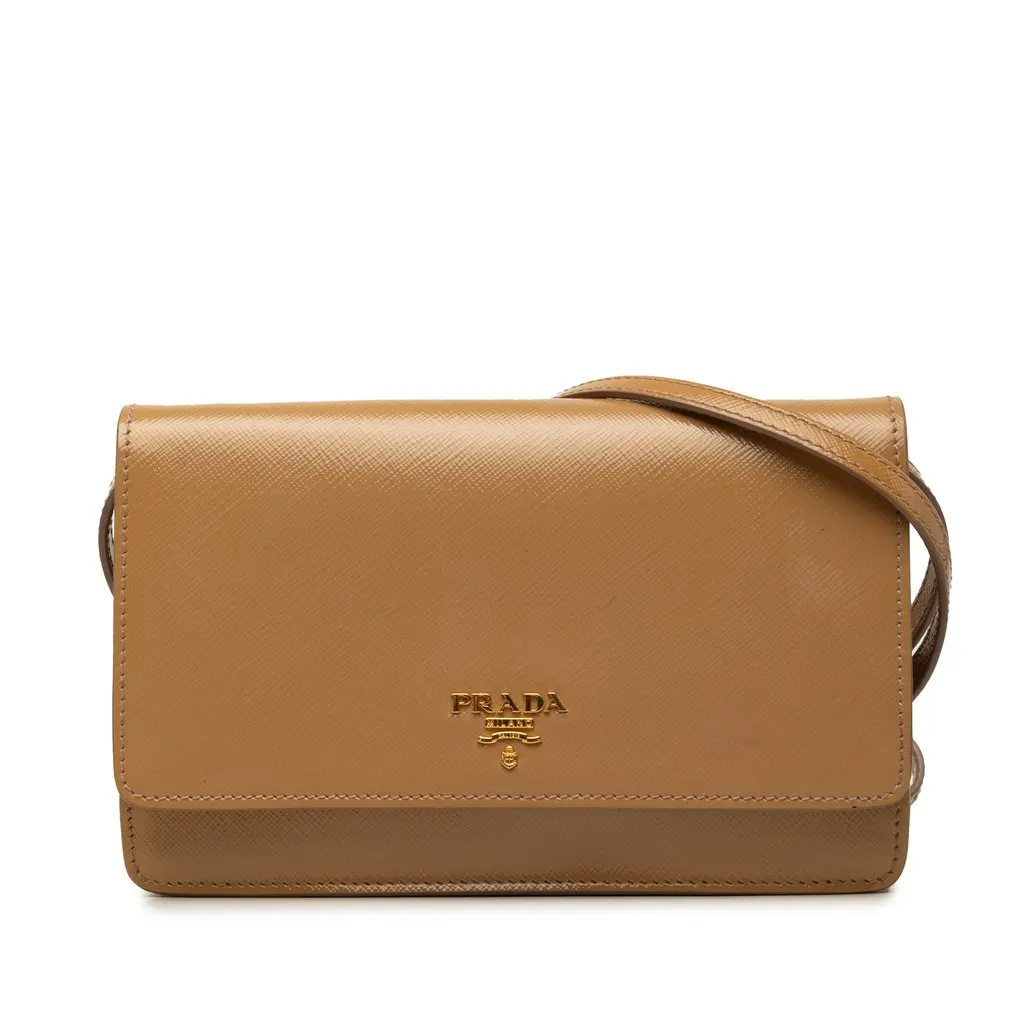 Prada Saffiano Vernice Wallet On Strap