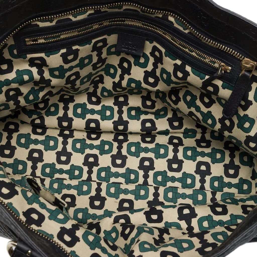 Gucci Guccissima Trimmed Calfskin Signoria Tote Black Leather Very good - Model View