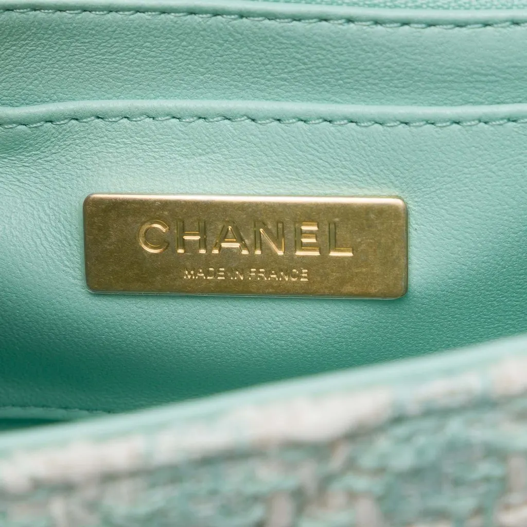 Chanel Mini Tweed Crush Top Handle Bag Green Very good - Box View