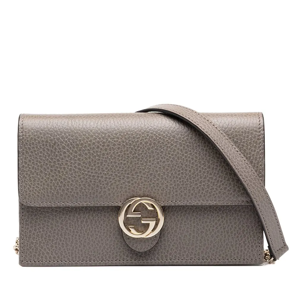 Gucci Dollar Calfskin Interlocking G Wallet on Chain MultiColor Leather Good - Front View