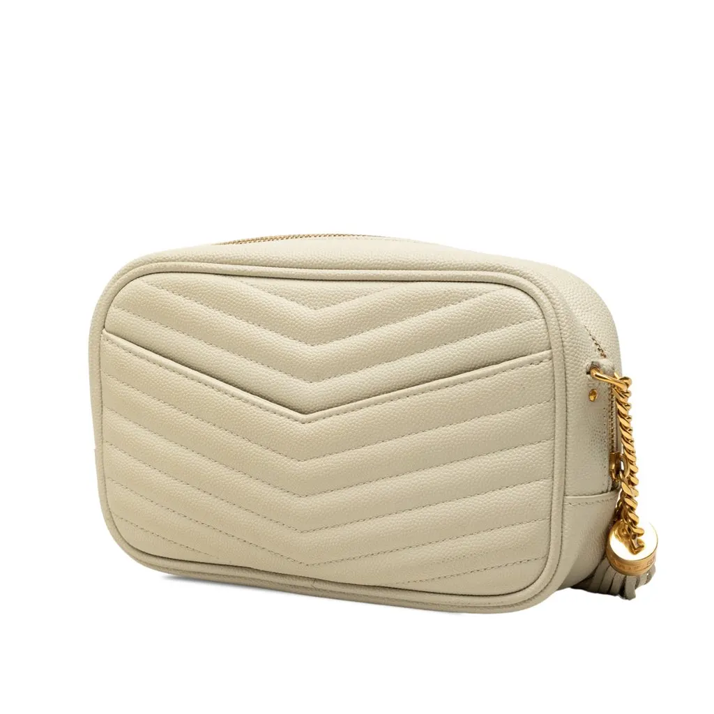 Saint Laurent Mini Grain de Poudre Monogram Lou Tassel Camera Bag White Leather Very good - Back View
