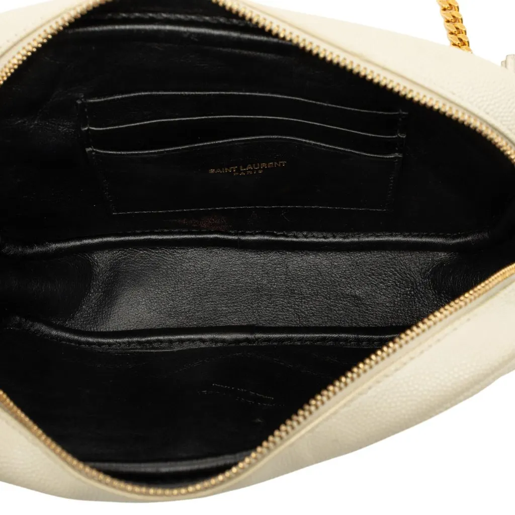 Saint Laurent Mini Grain de Poudre Monogram Lou Tassel Camera Bag White Leather Very good - Model View
