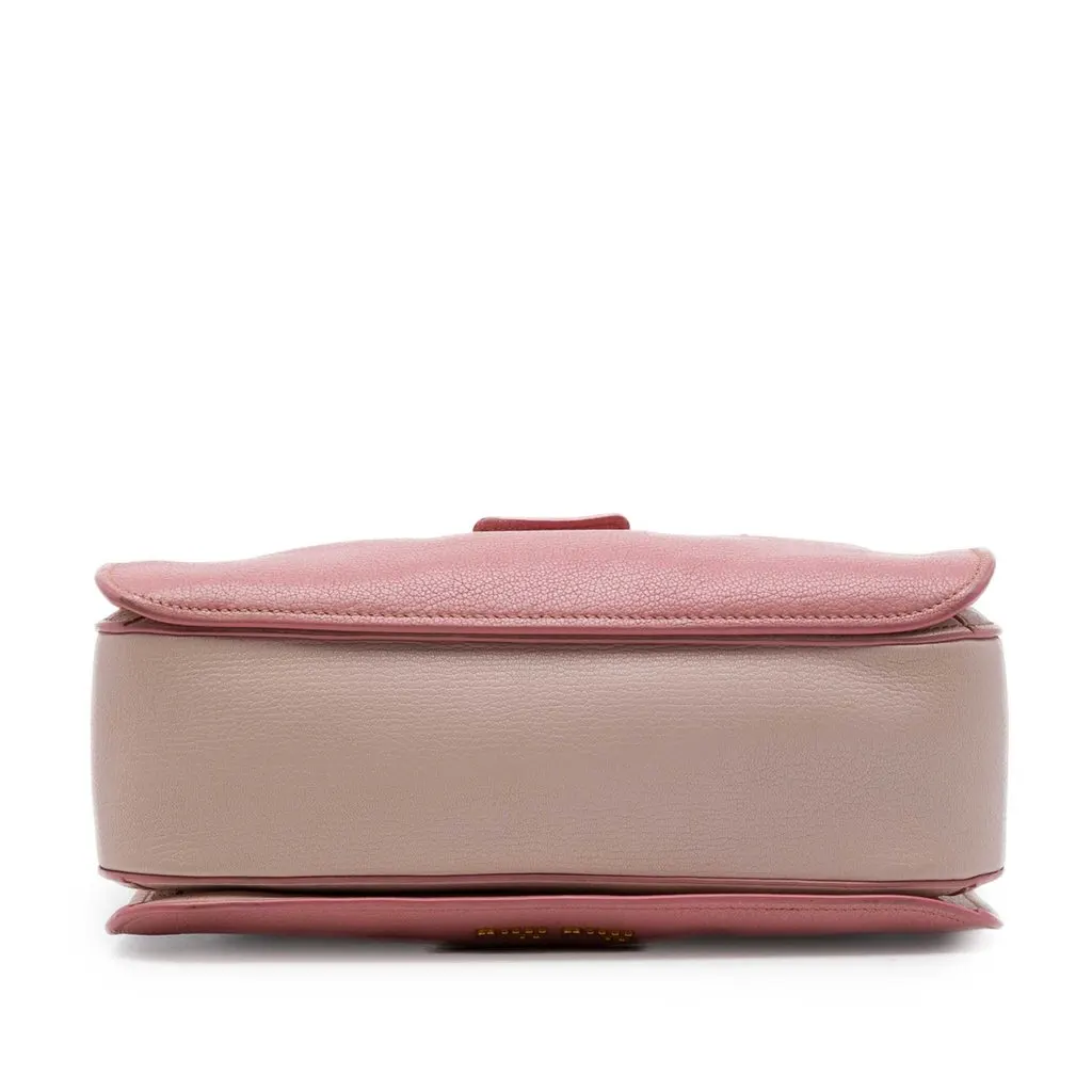 Miu Miu Goatskin Madras Satchel Pink Leather Good - Inside View