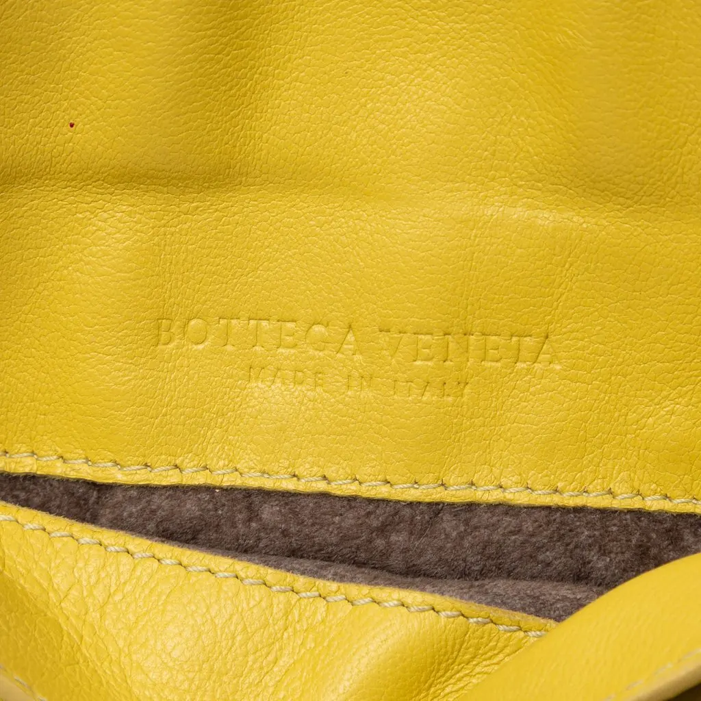 Bottega Veneta Mini Nappa Intrecciato Expandable Chain Flap Crossbody Yellow Leather Very good - Box View