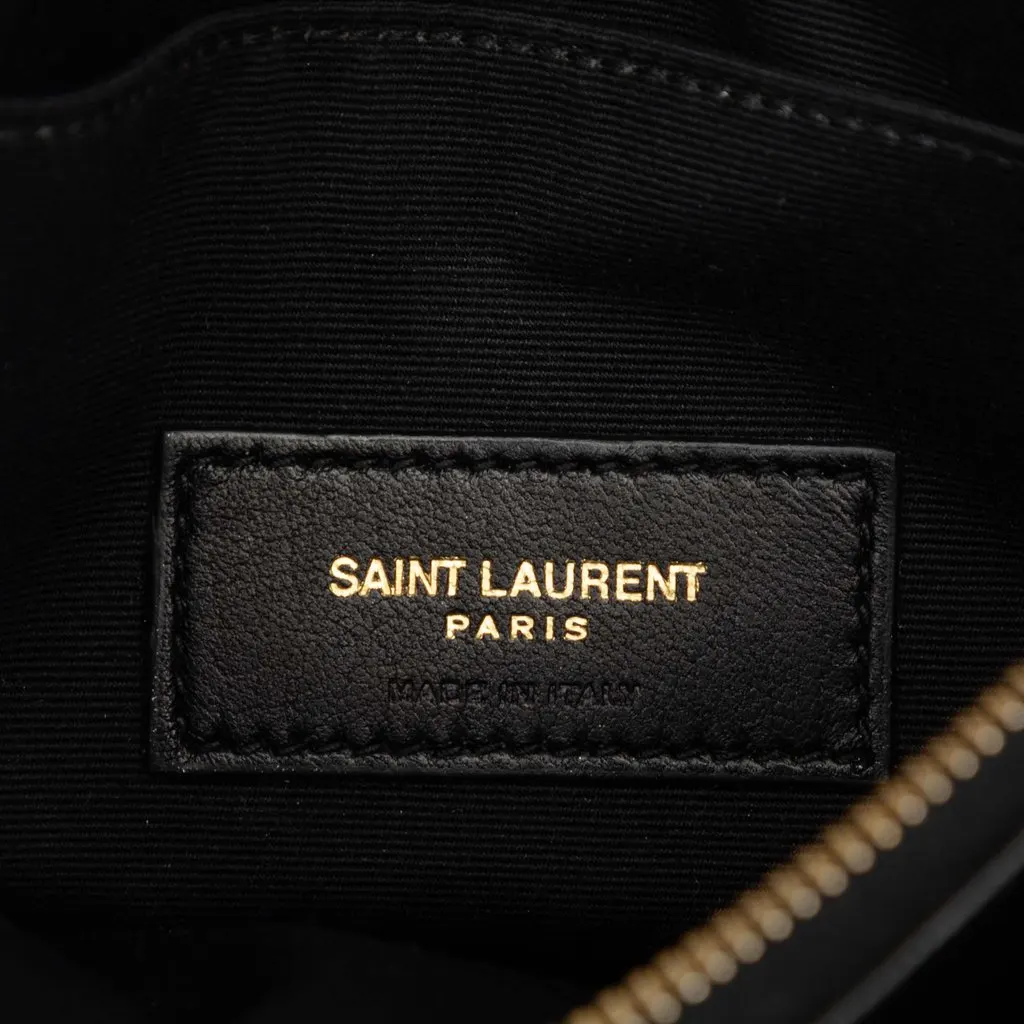 Saint Laurent Chevron Grain De Poudre Monogram Bill Pouch Black Leather Very good - Box View