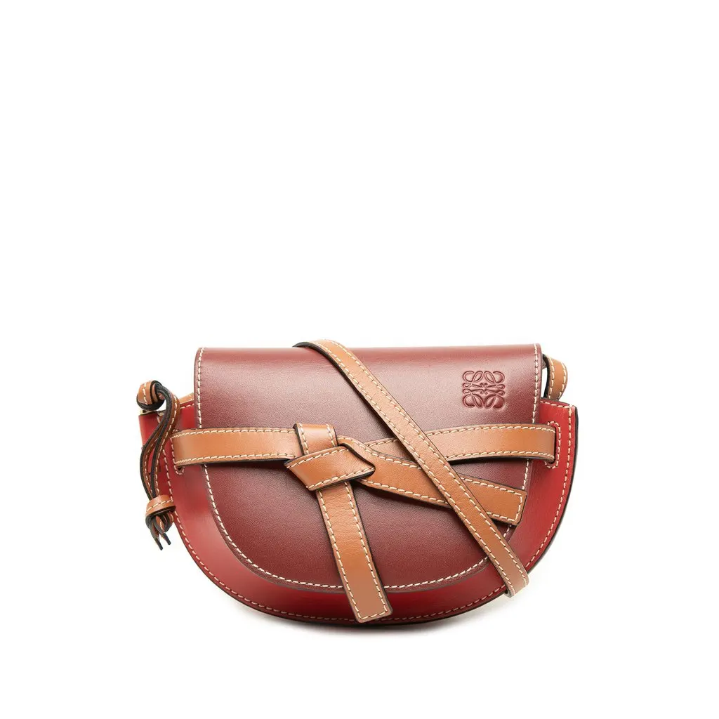 LOEWE Mini Tricolor Leather Gate Crossbody Red Leather Very good - Front View