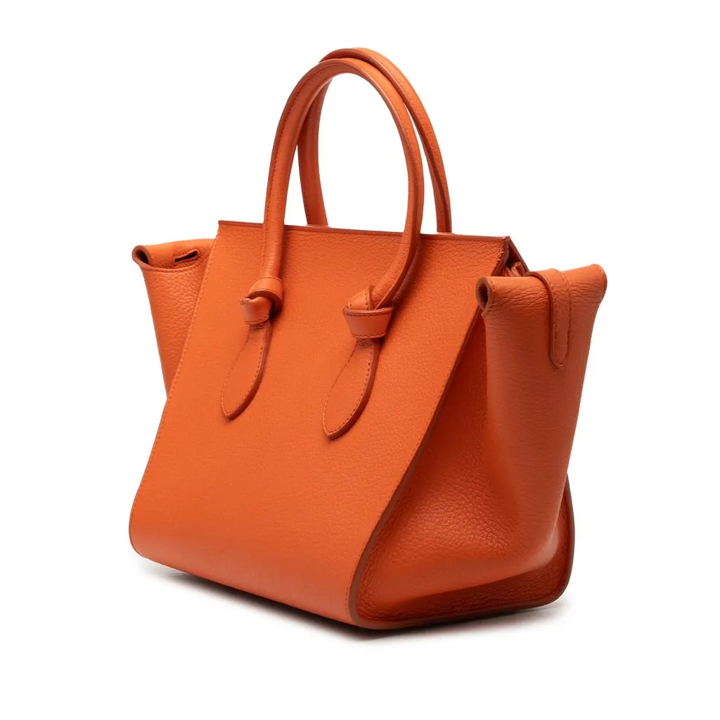 Celine Small Grained Calfskin Tie Knot Handbag Orange Leather Very good - Back View