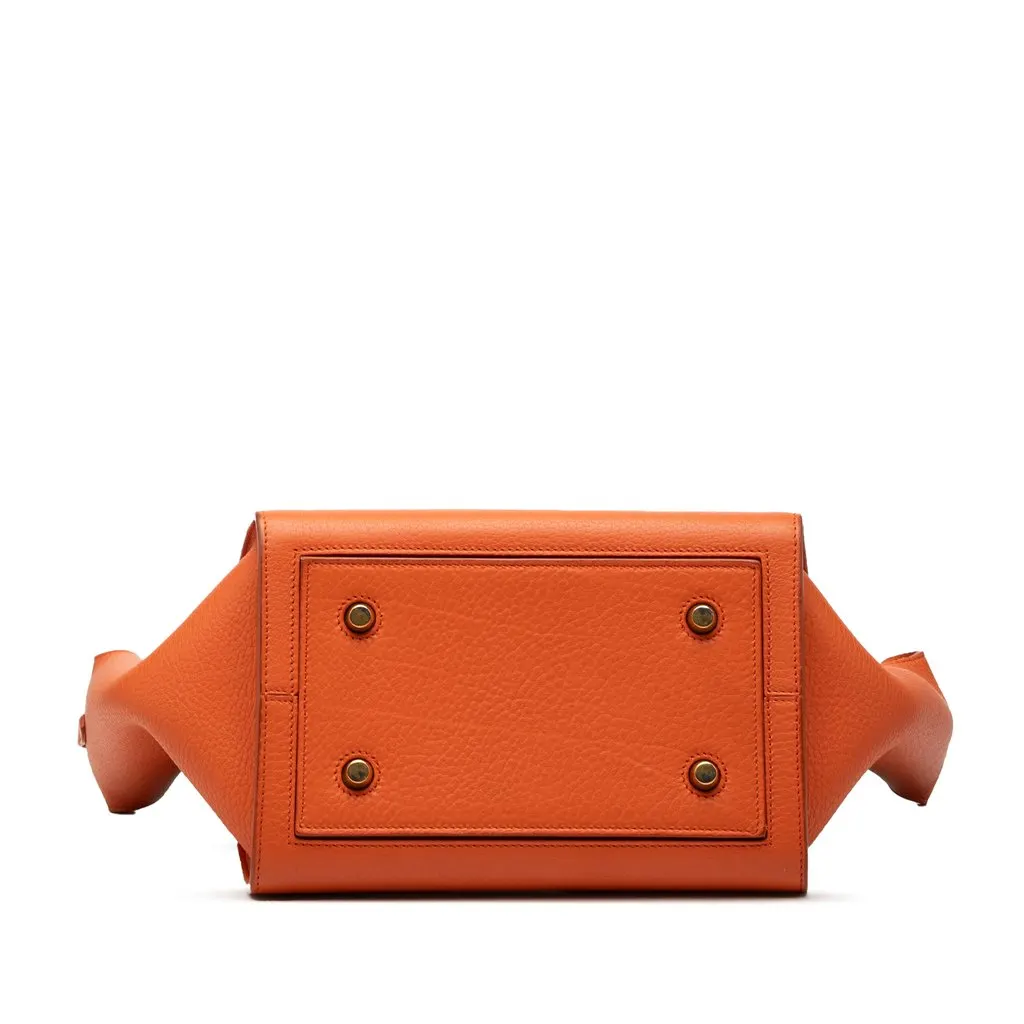 Celine Small Grained Calfskin Tie Knot Handbag Orange Leather Very good - Inside View