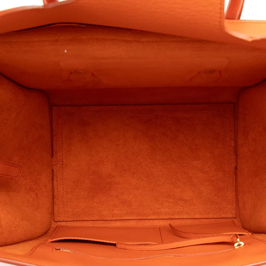 Celine Small Grained Calfskin Tie Knot Handbag Orange Leather Very good - Model View