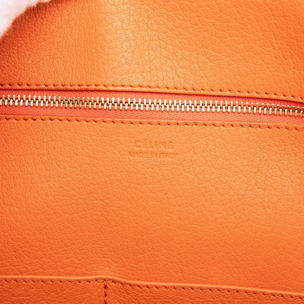 Celine Small Grained Calfskin Tie Knot Handbag Orange Leather Very good - Box View