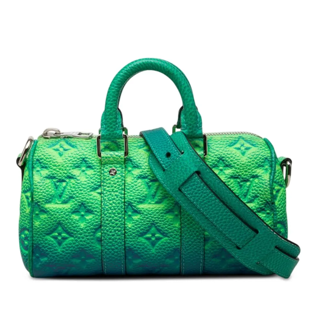 Louis Vuitton Monogram Taurillon Illusion Keepall XS Green Leather Good - Front View