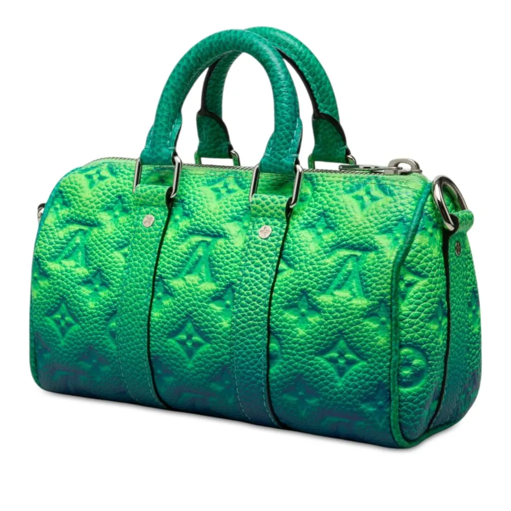 Louis Vuitton Monogram Taurillon Illusion Keepall XS Green Leather Good - Back View