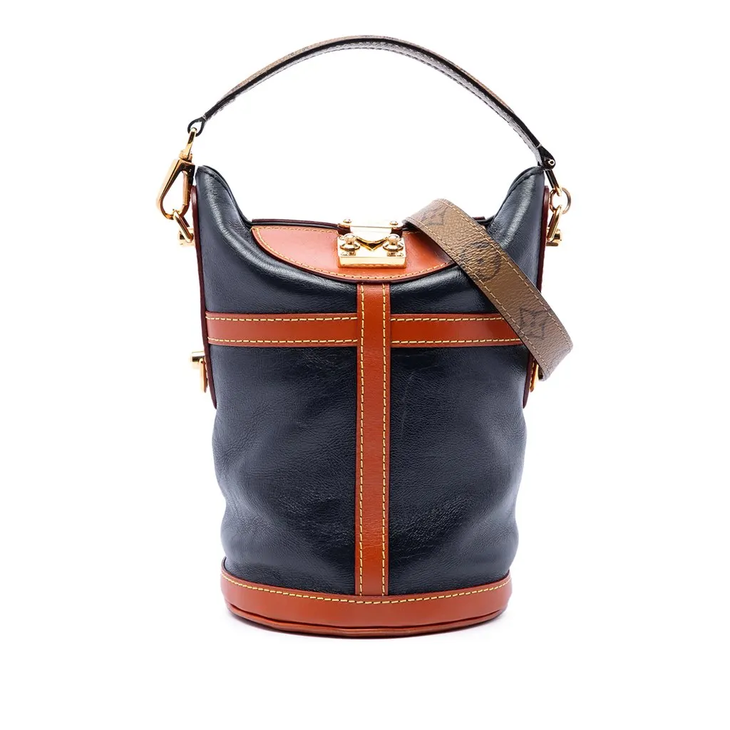 Louis Vuitton Calfskin and Monogram Reverse Duffle Bag Blue Leather Very good - Front View