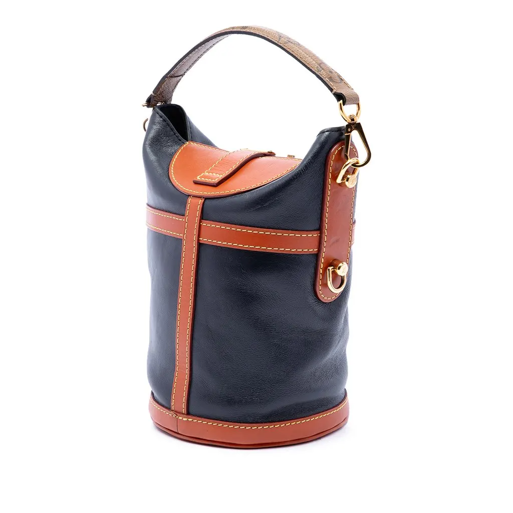 Louis Vuitton Calfskin and Monogram Reverse Duffle Bag Blue Leather Very good - Back View