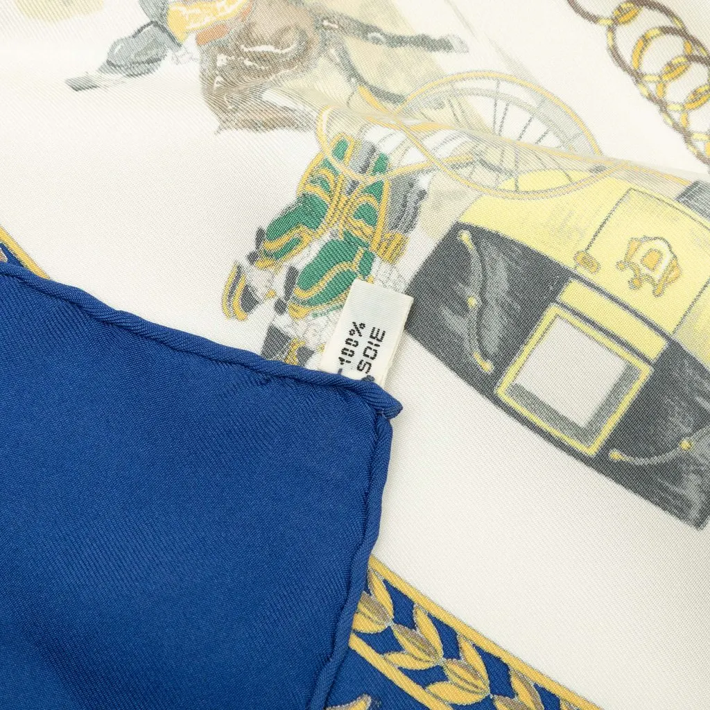 Hermès La Promenade De Longchamps Silk Scarf 90 Blue Silk Good - Model View