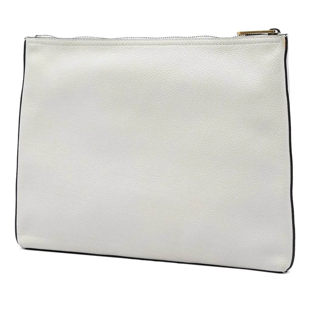 Gucci Medium Calfskin Logo Portfolio Clutch White Leather Very good - Back View