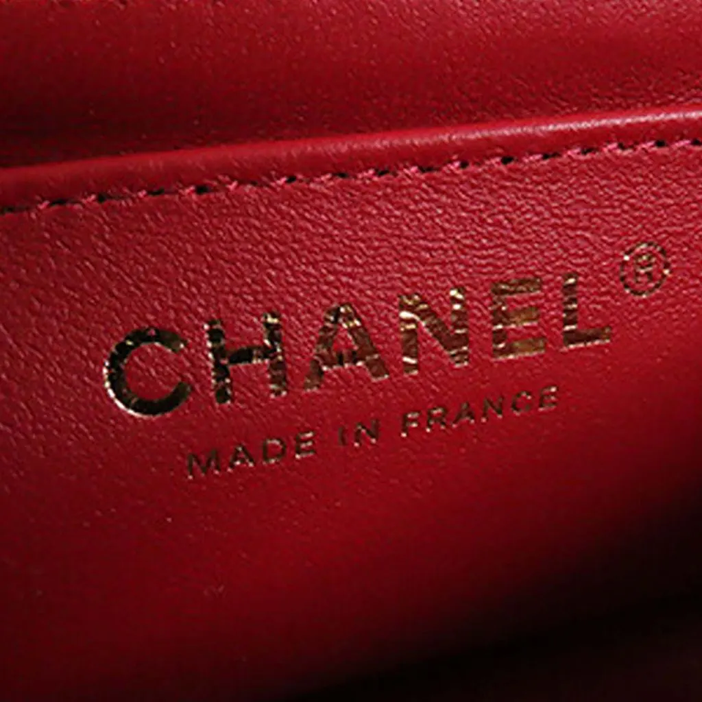 Chanel Mini Rectangular Classic Tweed Plaid Single Flap Red Tweed Good - Box View