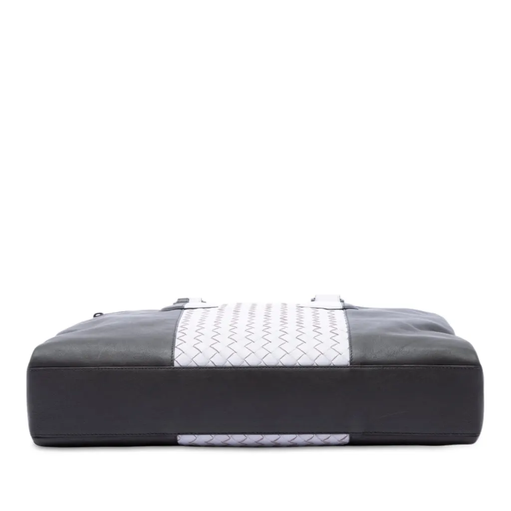 Bottega Veneta Bicolor Intrecciato Trimmed Nappa Business Bag Black Leather Very good - Inside View