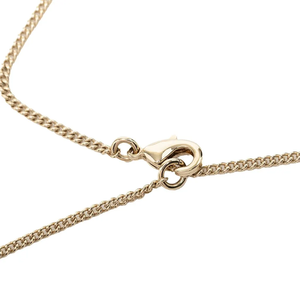 Chanel CC Gold Plated Faux Pearl and Strass Deer Pendant Necklace Gold Metal Very good - Model View