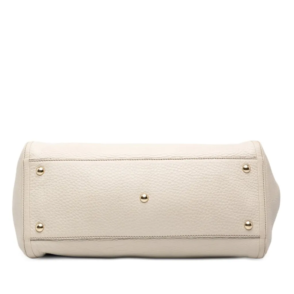 Gucci Medium Calfskin Soho Cellarius Tote White Leather Good - Inside View