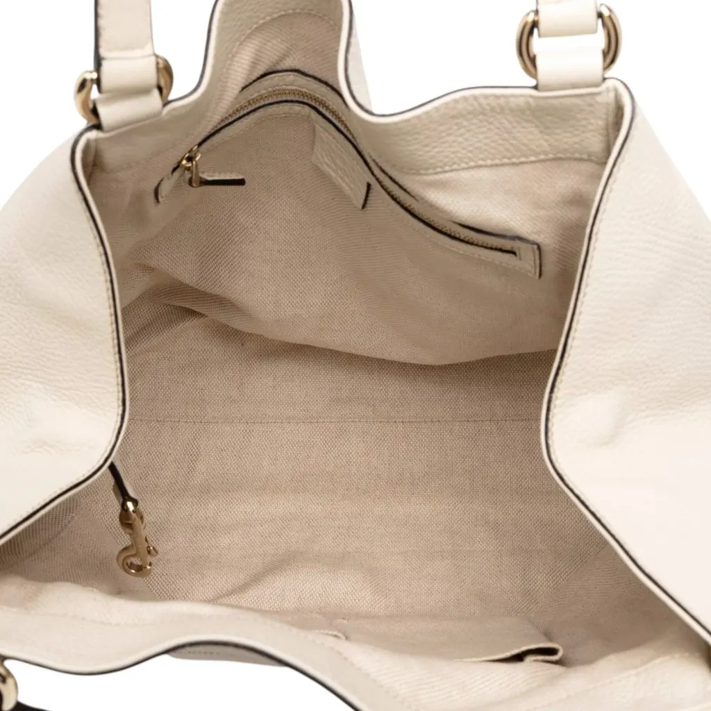 Gucci Medium Calfskin Soho Cellarius Tote White Leather Good - Model View